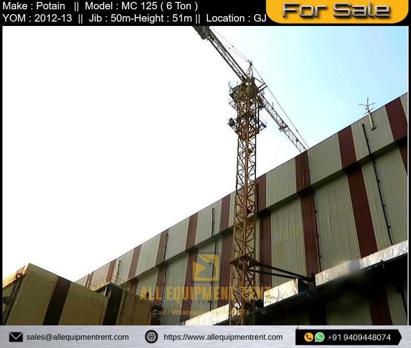 Used Fixed Tower crane MC 125 6 Ton Class available for Sale in Gujarat